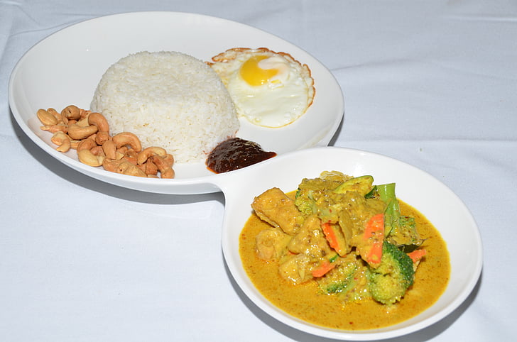 curry, malay, rise, asian, food, plate, restaurant
