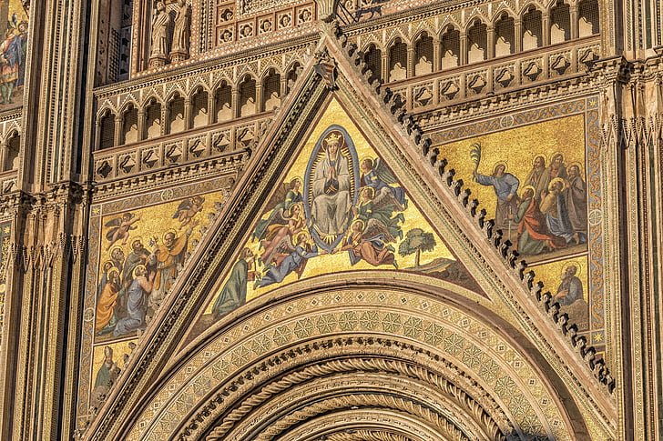 façana, Dom, Catedral, detall, Itàlia, gòtic, arquitectura gòtica
