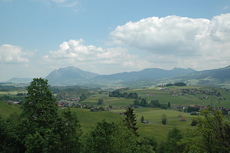 Obermaiselstein, alpesi park, nézet, hegyek, panoráma, Allgäu, táj