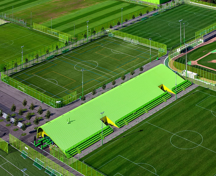 green, field, sport, venue, game, tournament, fence