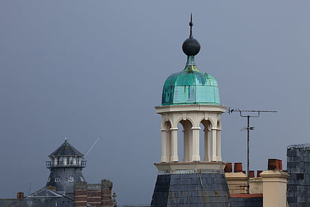 Torre, Legal, telhado de cobre, colunar, antena, arquitetura, edifício