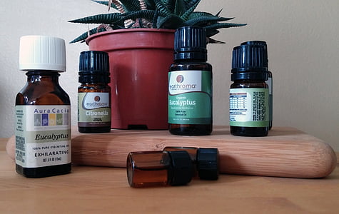Olejek eteryczny, istotne, oleje, butelek, Aromaterapia, Eukaliptus, Citronella