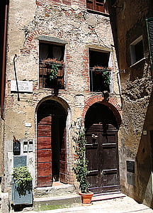 input, deur, Toscane, oude, invoerbereik, Italië, Gate