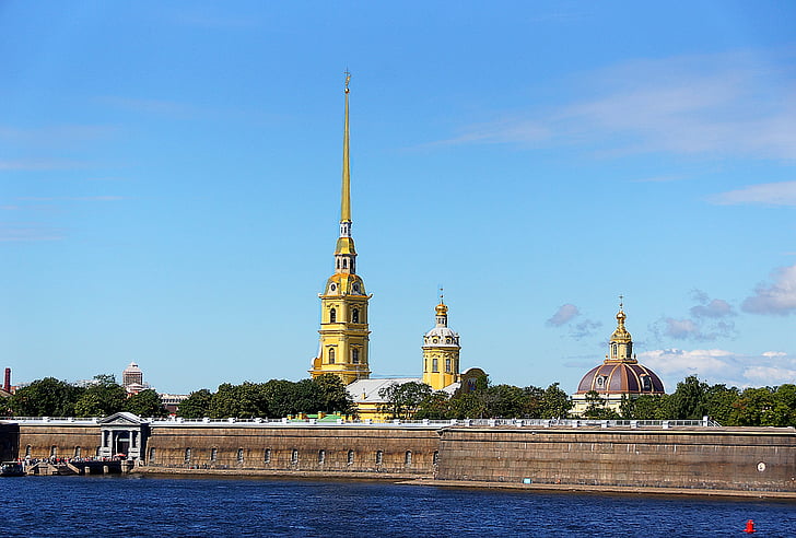 Russie, ville, structure, paysage, arbre, architecture, urbain