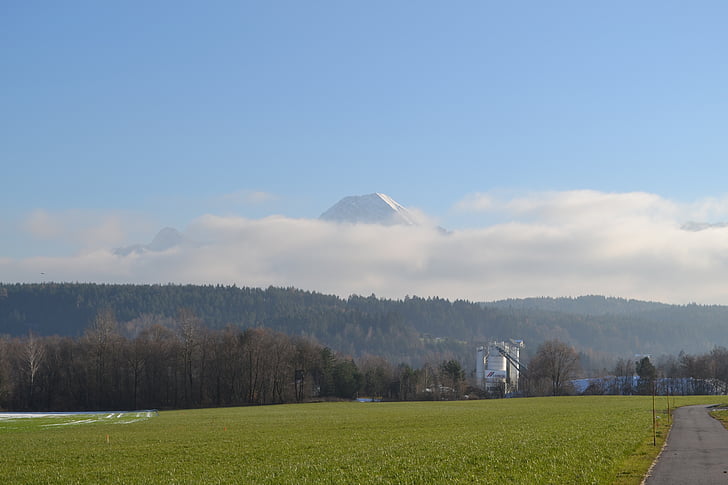 Karawanken, Kärnten, fjell, mittagskogel, skyer, Villach