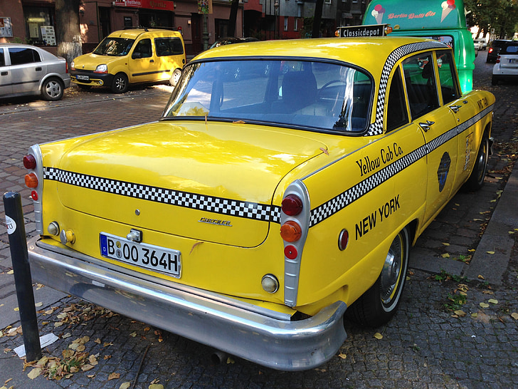 NYC taxi, taxi, Berlin, Yellow cab, gamla, Auto