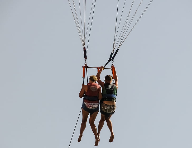 paracaigudes, parapent, cel, esport, l'activitat, vacances, recreació