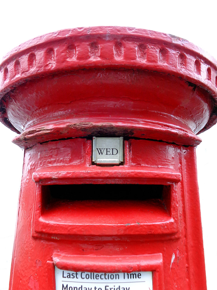 punainen, postilaatikko, posti, palvelu, viestinnän, kirjaimet, postilaatikko