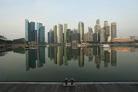 CBD, centralbusinessdistrict, Singapur, jezero, Marina, Bay, město