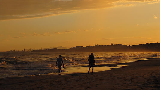 Spanien, vatten, havet, abendstimmung, solnedgång, Tarragona, stranden