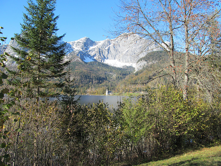 austria hulu, musim gugur, Danau, pegunungan, Alpine, pemandangan