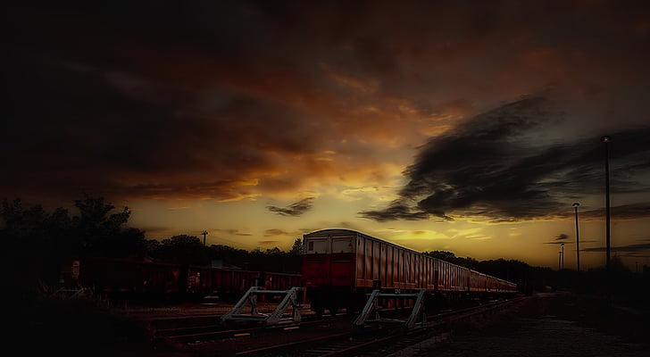 siding, train, night, railroad Track
