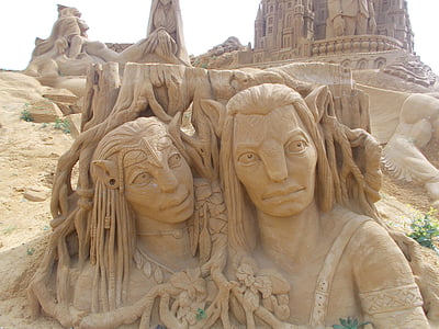 sand sculpture, avatar, bruges