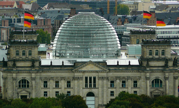 Berlin, Reichstag, kormány, tetőablak (kupola), épület, építészet, üveg