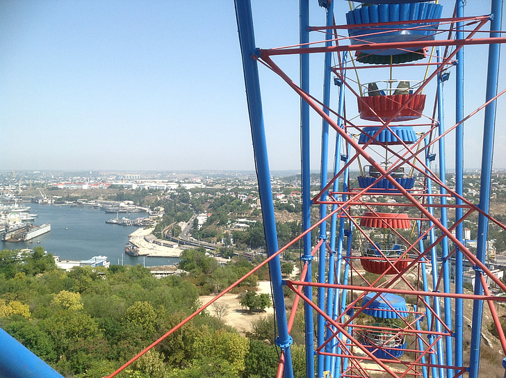 Crimea, Sevastopol, rotella di Ferris, vista, estate, Baia, architettura