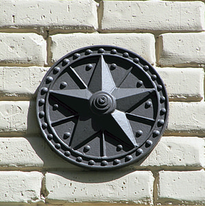 Osamělá hvězda, Texas, hvězda, kov, cihly, dekorace, kovové
