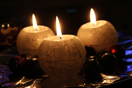 sviečka, plameň, Vianočné dekorácie, atmosféra