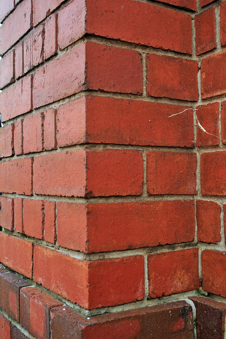 dinding, batu bata, merah, batu, bata, bangunan, pola