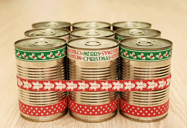 bank, canned, gift, christmas, new year's eve, congratulation, postcard