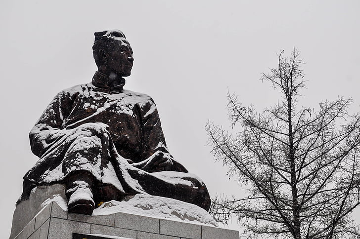 писател, поет, Статуята, литература, Улан Батор, Монголия, стар