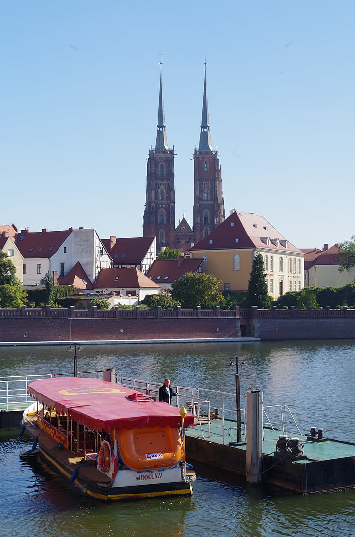 Wrocław, mässling, floden, Haven, fartyg