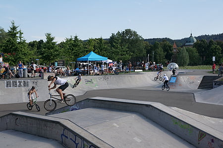 fiets, station, sport, BMX, jongen, uiterst, twee wielen voertuig