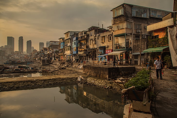 Xiamen, obyvateľ slumov, pouličné fotografie, SHA po, chudoby
