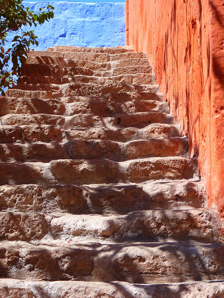 stopniowo, schody, kolorowe, Kolor, Architektura, Klasztor santa cathalina, Peru