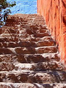 gradually, stairs, colorful, color, architecture, monastery santa cathalina, peru