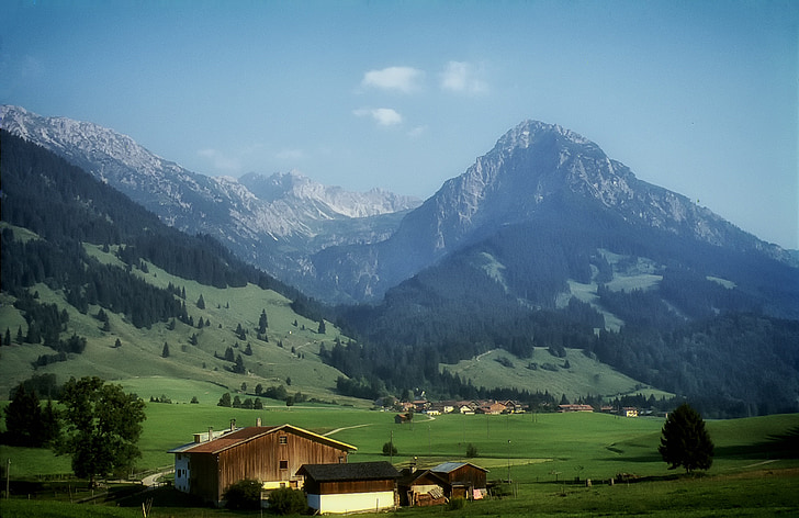 Baviera, Germania, paesaggio, scenico, montagne, campi, Valle