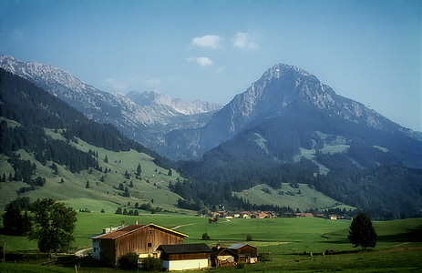 Bajorország, Németország, táj, festői, hegyek, mezők, völgy