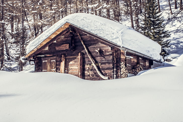 cabană de munte, zăpadă, alpin, colibă, natura, zăpadă, Munţii