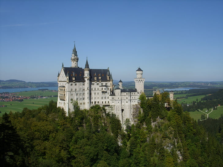 slottet Neuschwanstein, sagoslott, slott, Marie bridge, kung ludwig andra, Füssen, Tyskland