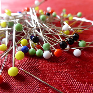 pins, sew, needles, colorful, pointed, handarbeiten, stuck