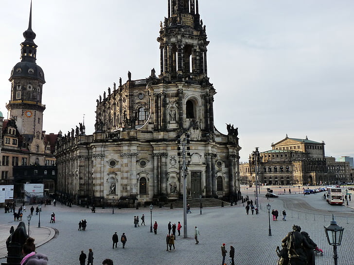 dvorac-crkva, Dresden, grad, Saska, Crkva, arhitektura, Katedrala