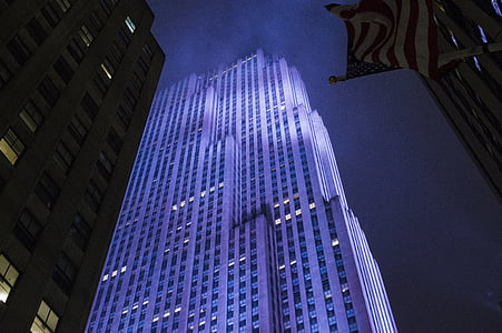 Centro de Rockefeller, nueva york, Manhattan, Midtown, América, noche, ciudad de Nueva York
