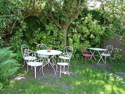 mobiliari de jardí, jardí, natura, restaurant informal