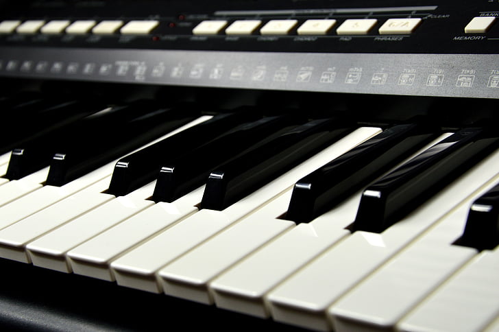 teclat, piano, claus, música, instrument, tecles de piano, blanc