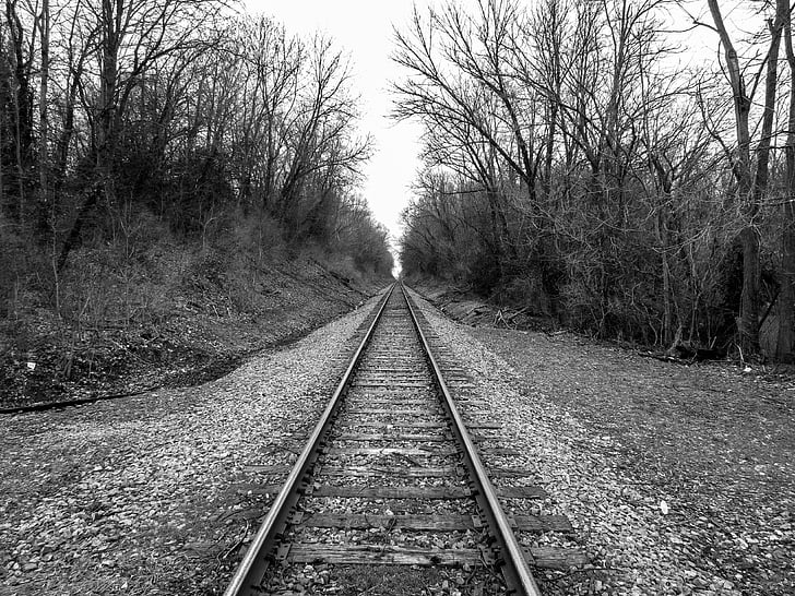 Trem, faixas, estrada de ferro