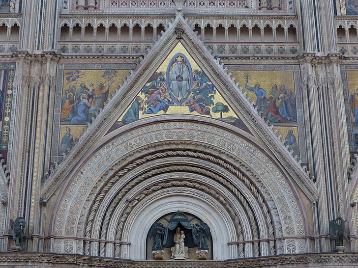 Orvieto, Duomo, architecture, Dôme, Italie, Église, matin