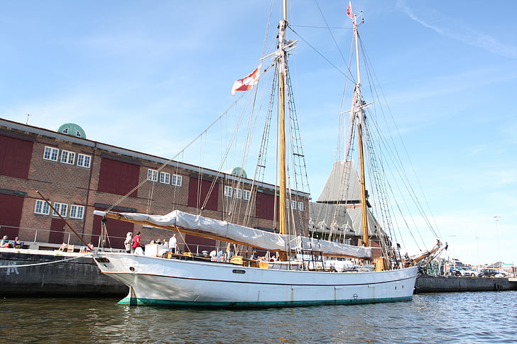 Århus, Portuària, vaixell, port esportiu, l'aigua, riu, vaixell
