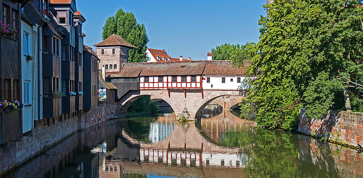 Nuremberg, hangman bridge, Bridge, historiskt sett, gamla bron, arkitektur, konstruktion