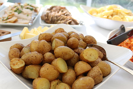 potatoes, food, mixed, plate, catering, celebration, party