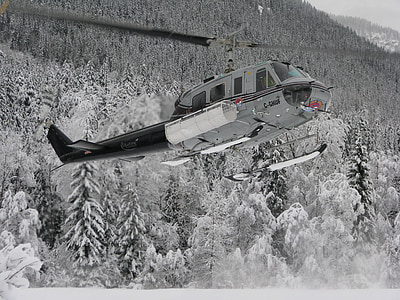 helicóptero, nieve, montaña, Canadá, invierno