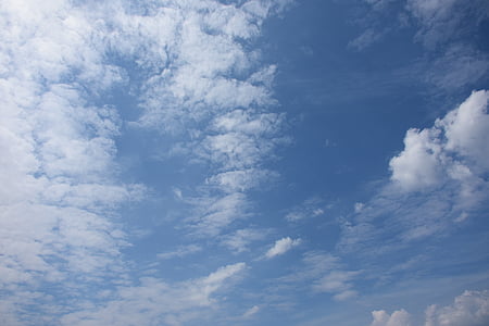 nebo, oblaki, modra, bela, svetlobe, oblačno, vreme