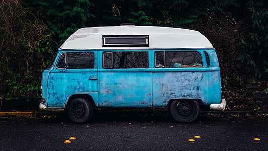 autobuses, coche, caravana, moho, calle, vehículo, Vintage