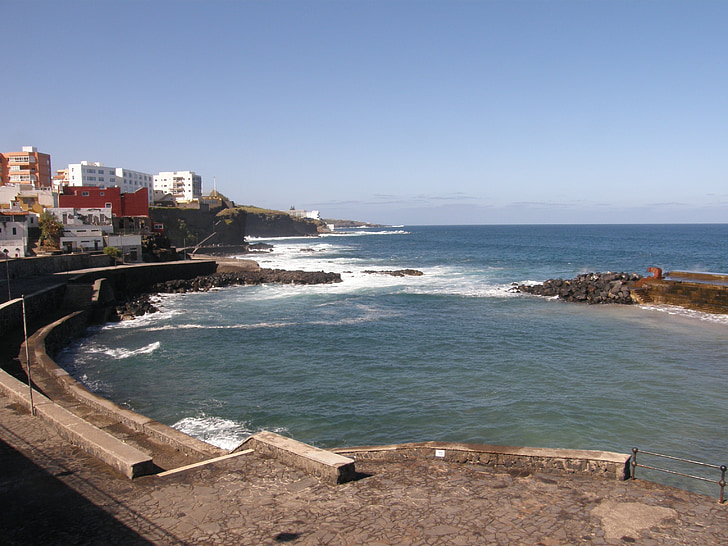 okeāns, pludmale, Tenerife, krasta, viļņi, fiziskas jūras, viļņi