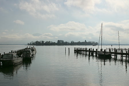 Chiemsee, Lake, đảo, cảnh quan, vùng Upper bavaria, Xem, Port