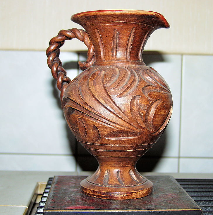vaso, cerâmica, marrom, decoração, decorativos, decorado