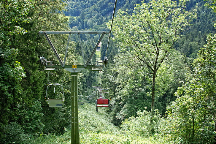 transport, human, personal, chairlift, nature, forest, lift